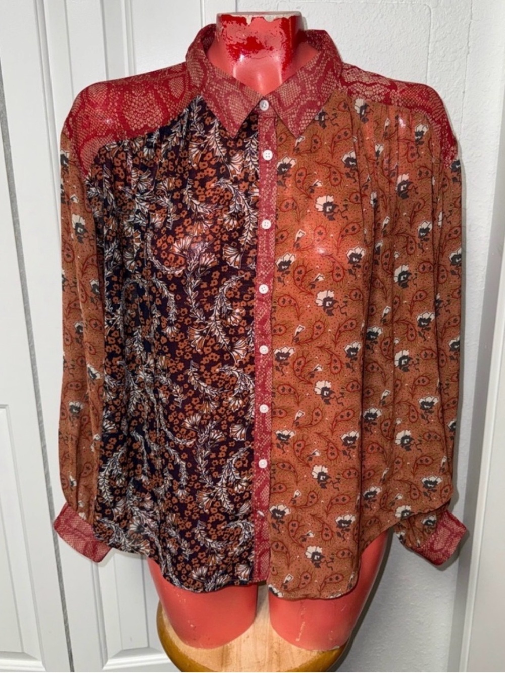 Free people boho Dani button down indie core small preppy top - Picture 2 of 3